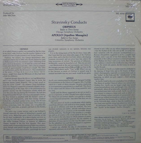 Stravinsky-Orpheus/Apollo-Stravinsky 중고 수입 오리지널 아날로그 LP