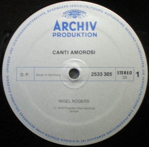 Canti amorosi - Nigel Rogers 중고 수입 오리지널 아날로그 LP