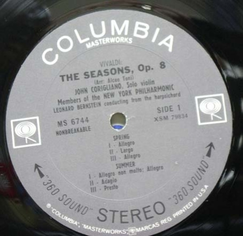 Vivaldi- The Four Seasons- Bernstein/Corigliano 중고 수입 오리지널 아날로그 LP