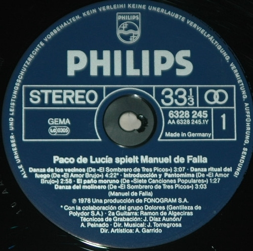 Paco De Lucia - Interpreta a Falla 중고 수입 오리지널 아날로그 LP
