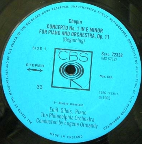 Chopin- Piano Concerto No.1- Emil Gilels 중고 수입 오리지널 아날로그 LP