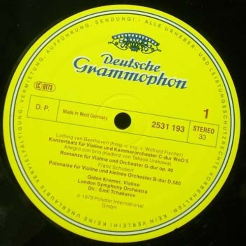 Beethoven/Schubert-Music for Violin and Orchestra-Kremer/Tchakarov 중고 수입 오리지널 아날로그 LP