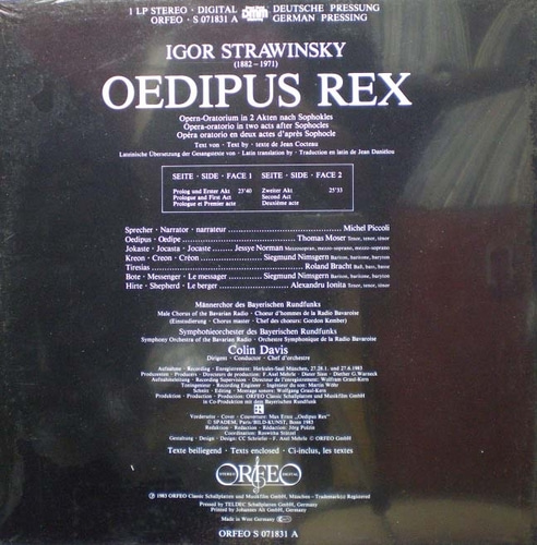 Strawinsky- Oedipus Rex- Davis (오리지널 미개봉반) 중고 수입 오리지널 아날로그 LP