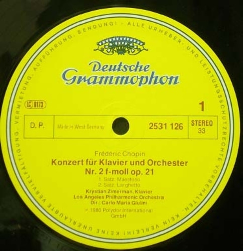 Chopin- Piano Concerto No.2 외- Zimerman/Giulini 중고 수입 오리지널 아날로그 LP