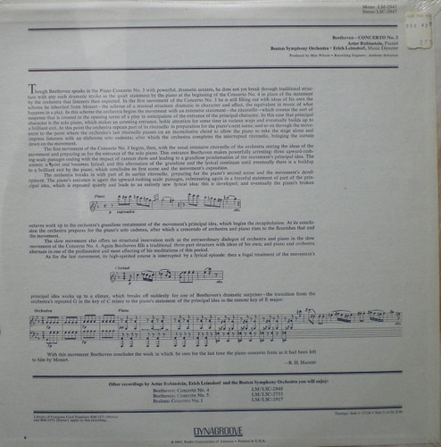 Beethoven- Piano Concerto No.3- Artur Rubinstein 미개봉 중고 수입 오리지널 아날로그 LP