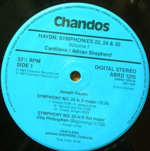 Haydn-Symphony Nos.22, 24, 30 - Shepherd 중고 수입 오리지널 아날로그 LP