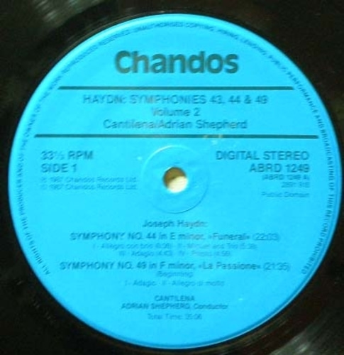 Haydn-Symphony Nos.43, 44, 49 -Shepherd 중고 수입 오리지널 아날로그 LP
