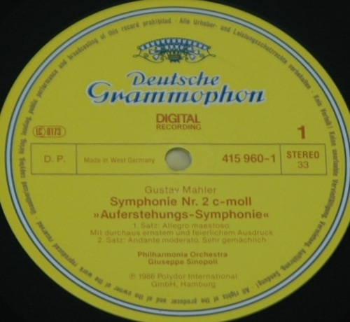 Mahler - Symphony No.2 外 - Giuseppe Sinopoli 2LP