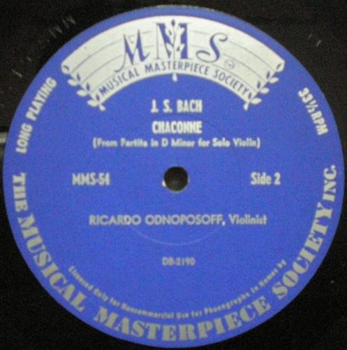 Bach - Chaconne 外 - Ricardo Odnoposoff 10인치 중고 수입 오리지널 아날로그 LP