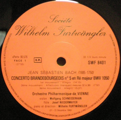Bach - Brandenburg Concerto No.5 外 - Wilhelm Furtwangler 2LP