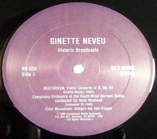 Beethoven/ Brahms -Violin concertos - Ginette Neveu 2LP