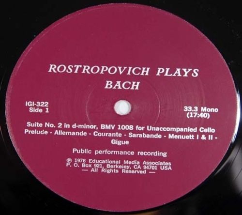 Bach- Cello Suite No.2 &amp; 6 - Mstislav Rostropovich