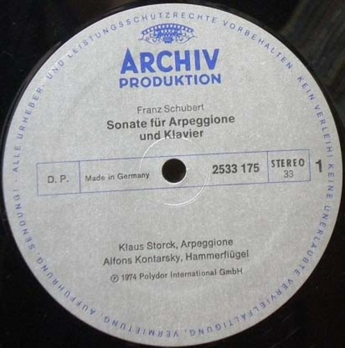 Schubert- Arpeggione Sonata 외- Storck/Kontarsky 중고 수입 오리지널 아날로그 LP