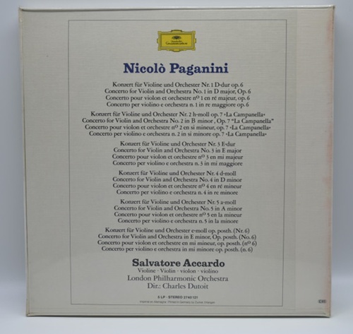 Paganini- Violin Concerto No.1~6- Salvatore Accardo 5LP 오리지널 미개봉