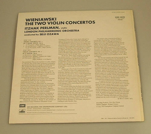 Wieniawski - 2 Violin Concertos - Itzhak Perlman 중고 수입 오리지널 아날로그 LP
