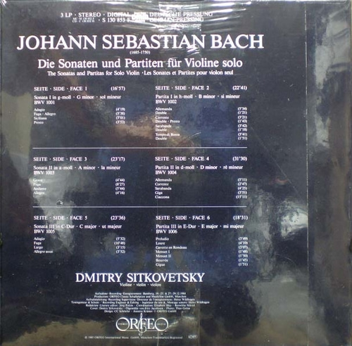 Bach-The Sonatas and Partitas for Solo Violin-Sitkovetsky 3LP Box 미개봉반