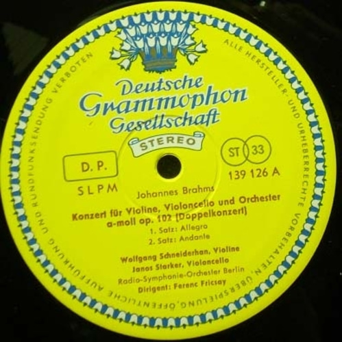 Brahms-Double Concerto 외-Schneiderhan/Starker/Fricsay 중고 수입 오리지널 아날로그 LP