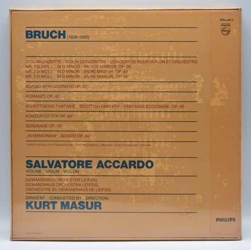 Bruch - Complete Works for Violin &amp; Orchestra - Salvatore Accardo (4LP) 오리지널 미개봉