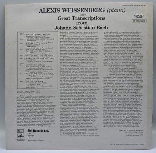 Bach Transcriptions - Alexis Weissenberg