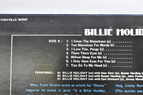 Billie Holiday [빌리 홀리데이] - Billie Holiday At Storyville - 중고 수입 오리지널 아날로그 LP
