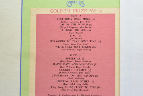 Carpenters - Golden Prize, Vol.2 ㅡ 중고 수입 오리지널 아날로그 LP