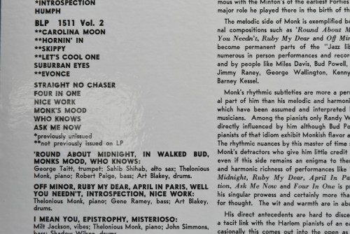 Thelonious Monk [델로니어스 몽크] - Genius Of Modern Music Volume 2 - 중고 수입 오리지널 아날로그 LP