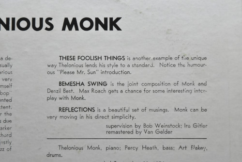 Thelonious Monk Trio [델로니어스 몽크] - Thelonious Monk Trio - 중고 수입 오리지널 아날로그 LP