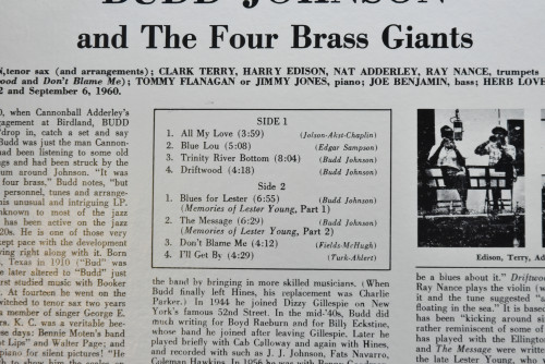 Budd Johnson [버드 존슨] - (OJC) Budd Johnson And The Four Brass Giants - 중고 수입 오리지널 아날로그 LP