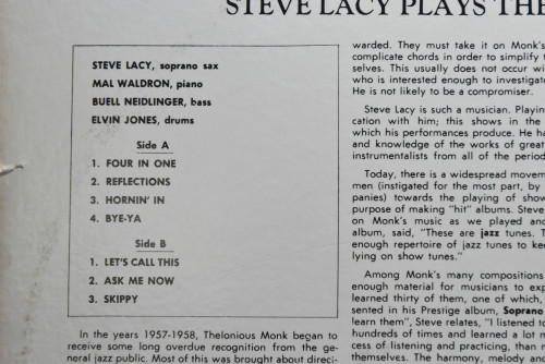 Steve Lacy [스티브 래시] - (OJC) Reflections: Steve Lacy plays Thelonious Monk - 중고 수입 오리지널 아날로그 LP