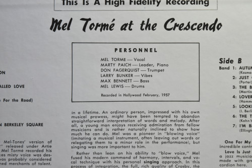 Mel Torme [멜 토메] ‎- Gene Norman Presents Mel Torme At The Crescendo - 중고 수입 오리지널 아날로그 LP