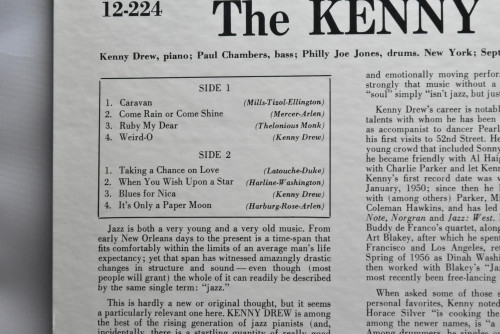 Kenny Drew Trio With Paul Chambers,Philly Joe Jones [케니 드류,폴 챔버스,필리 조 존스] - Kenny Drew Trio - 중고 수입 오리지널 아날로그 LP