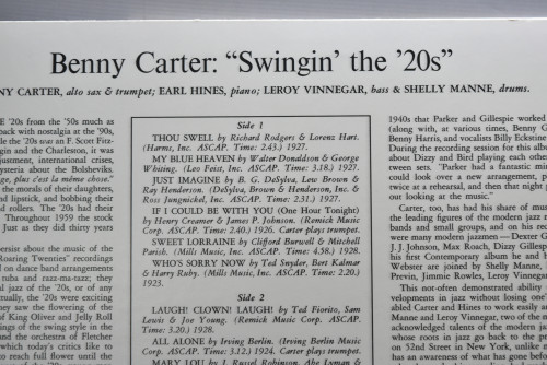 The Benny Carter Quaryey [베니 카터] ‎- Swingin&#039; The &#039;20s (OJC) - 중고 수입 오리지널 아날로그 LP