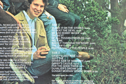 Kris Kristofferson [크리스 크리스토퍼슨] - Me And My Bobby McGee ㅡ 중고 수입 오리지널 아날로그 LP