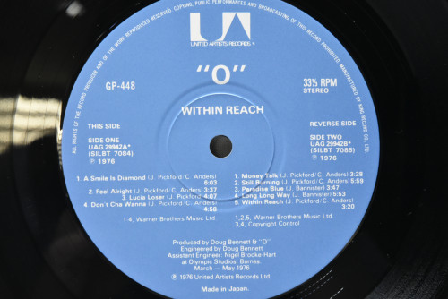 The O Band - Within Reach ㅡ 중고 수입 오리지널 아날로그 LP