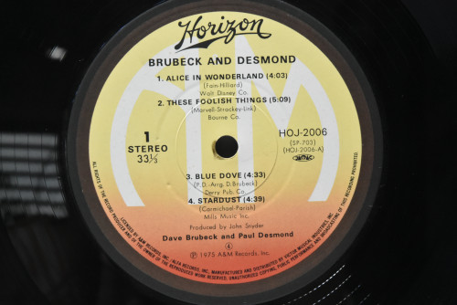 Dave Brubeck and Paul Desmond [데이브 브루벡, 폴 데스몬드] ‎- 1975: The Duets - 중고 수입 오리지널 아날로그 LP