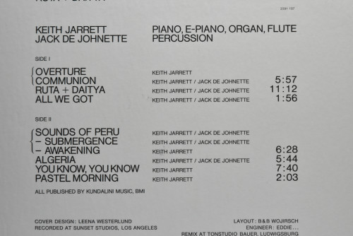 Keith Jarrett &amp; Jack DeJohnette [키스 자렛] - Ruta And Daitya - 중고 수입 오리지널 아날로그 LP