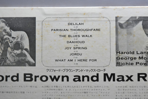 Cilifford Brown And Max Roach [클리포드 브라운, 맥스 로치]- Clifford Brown And Max Roach - 중고 수입 오리지널 아날로그 LP