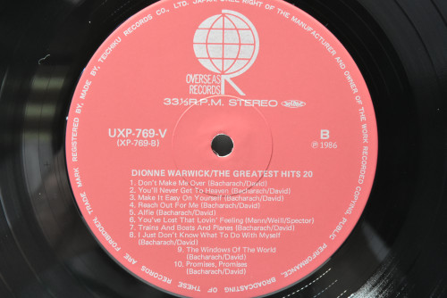 Dionne Warwick [디온 워윅] - The Greatest Hits 20 ㅡ 중고 수입 오리지널 아날로그 LP