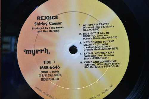 Shirley Caesar - Rejoice ㅡ 중고 수입 오리지널 아날로그 LP