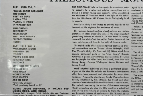 Thelonious Monk [델로니어스 몽크] ‎- Genius Of Modern Music Volume 1 (NO OPEN) - 중고 수입 오리지널 아날로그 LP