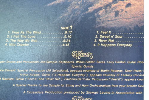 The Crusaders [재즈 크루세이더즈] ‎- Free As The Wind - 중고 수입 오리지널 아날로그 LP