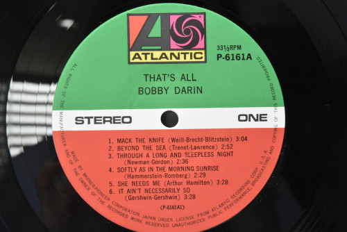 Bobby Darin [바비 다린] - That&#039;s All ㅡ 중고 수입 오리지널 아날로그 LP