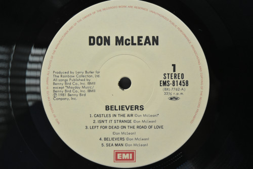 Don McLean [돈 맥클린] ‎- Believers - 중고 수입 오리지널 아날로그 LP