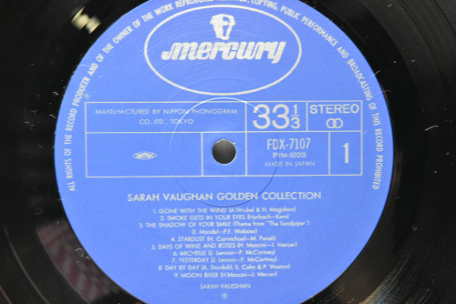 Sarah Vaughan [사라 본] - Golden Collection ㅡ 중고 수입 오리지널 아날로그 LP