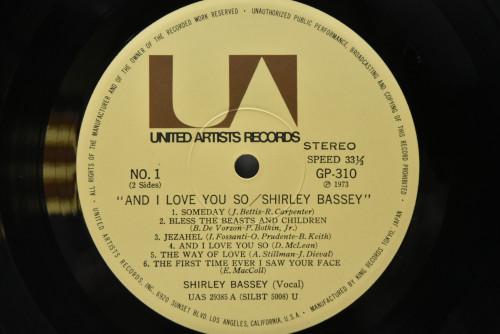 Shirley Bassey [셜리 배시] - And I Love You So - 중고 수입 오리지널 아날로그 LP