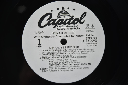 Dinah Shore [다이나 쇼어] - Dinah, Yes Indeed! (PROMO) ㅡ 중고 수입 오리지널 아날로그 LP