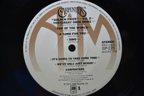 Carpenters [카펜터스] - Golden Prize, Vol. 2 ㅡ 중고 수입 오리지널 아날로그 LP