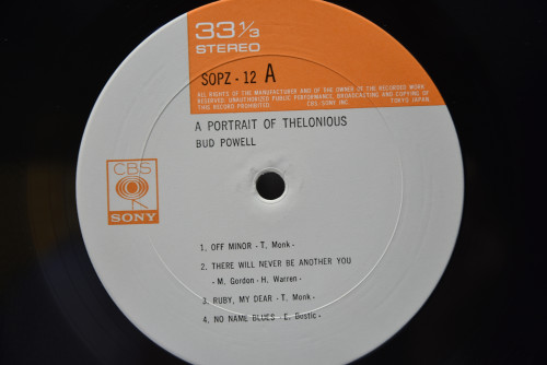 Bud Powell [버드 파웰]‎ - A Portrait Of Thelonious - 중고 수입 오리지널 아날로그 LP