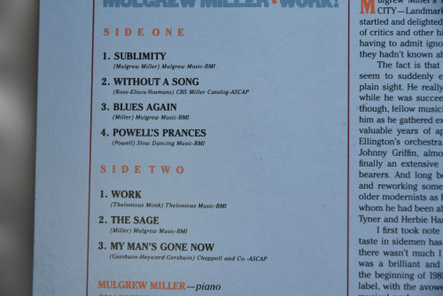 Mulgrew Miller [멀그루 밀러]‎ - Work! - 중고 수입 오리지널 아날로그 LP
