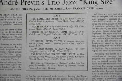 Andre Previn&#039;s Trio Jazz [앙드레 프레빈]‎ - King Size! - 중고 수입 오리지널 아날로그 LP